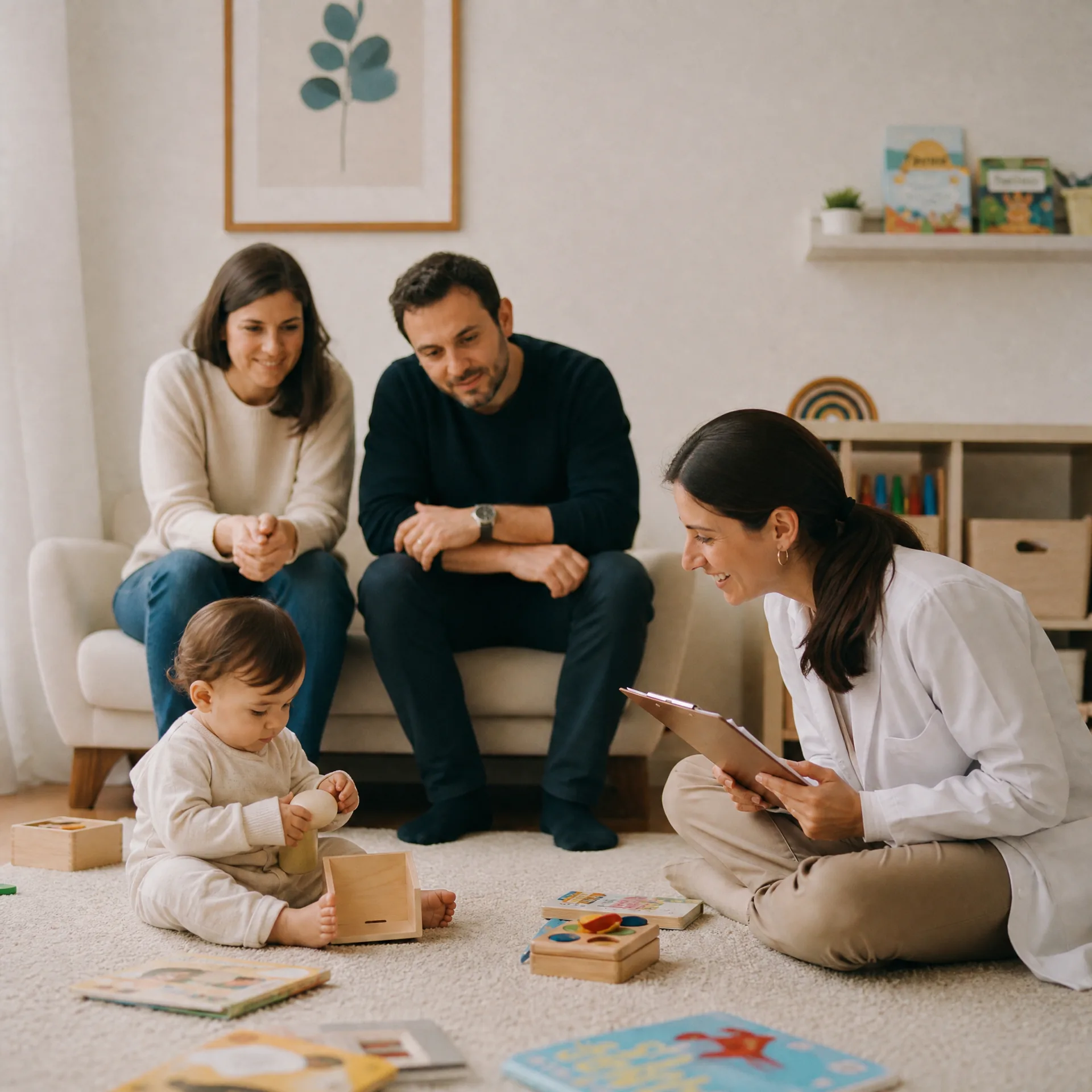 Consulta pediátrica com a família