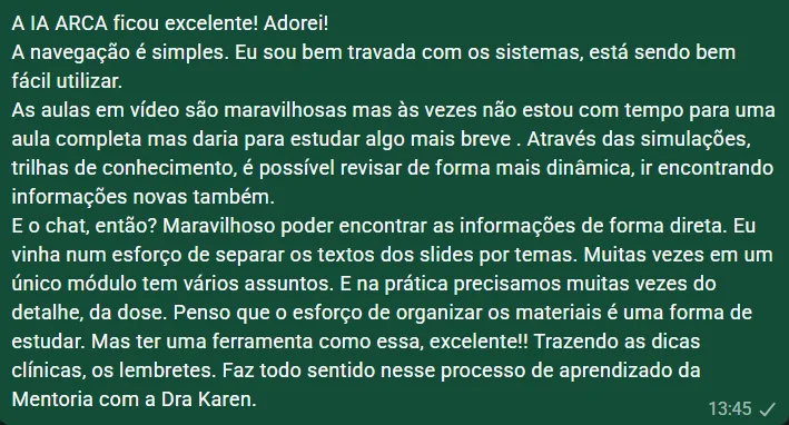 Depoimento de médico sobre a A.R.C.A
